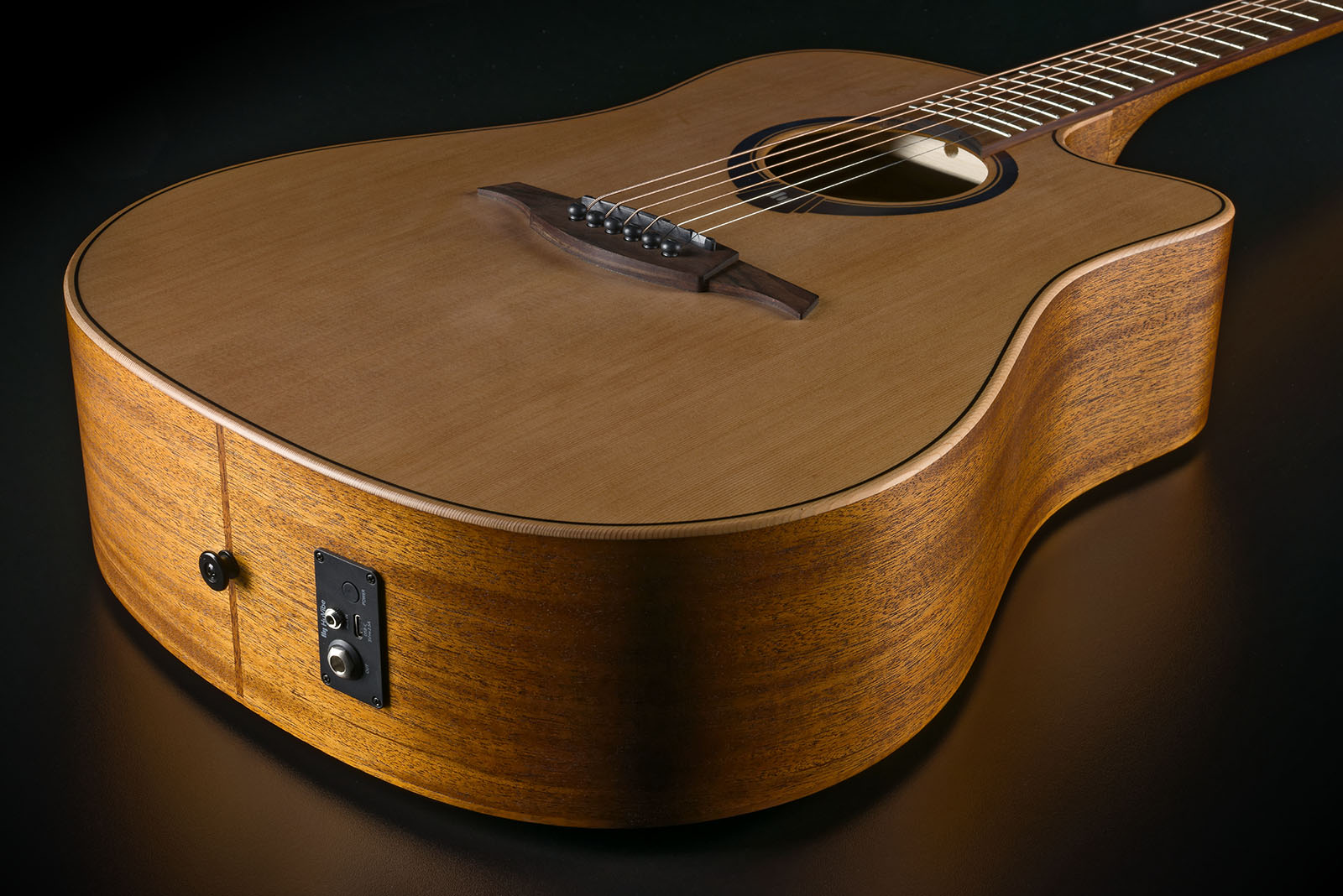 Lag Hv10dce Hyvibe H2 Dreadnought Cw Cedre Khaya Bra - Natural - Folk-Gitarre - Variation 2