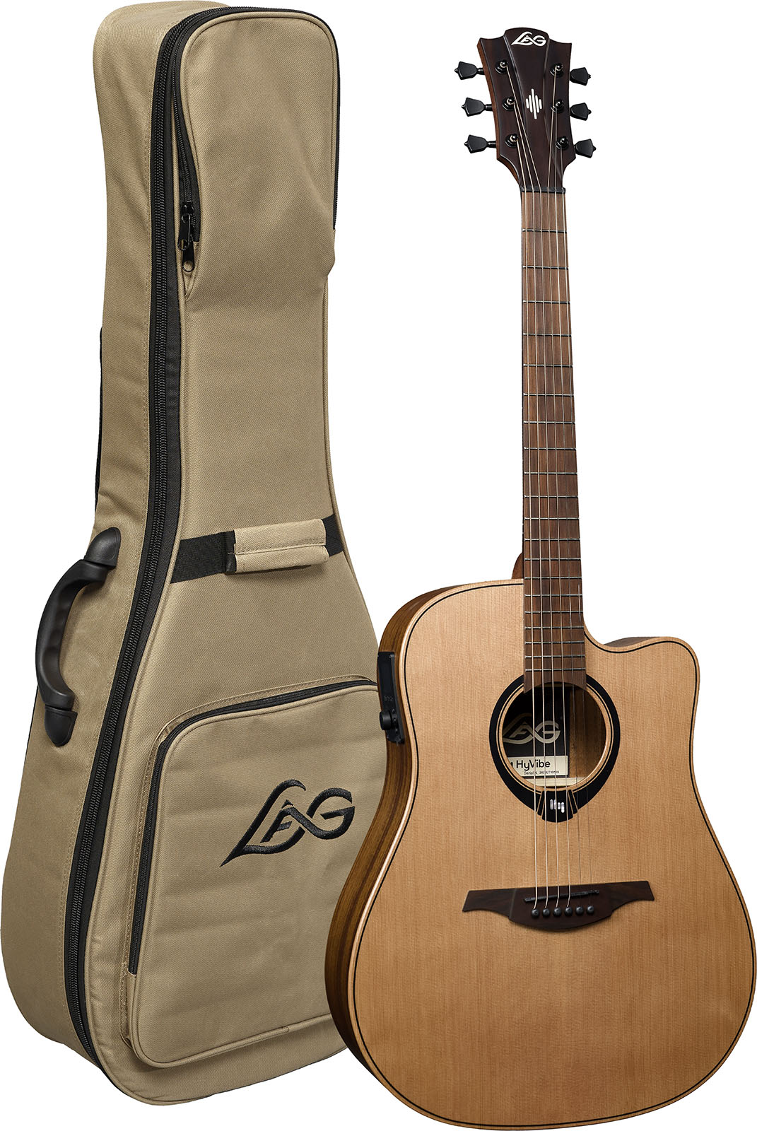 Lag Hv10dce Hyvibe H2 Dreadnought Cw Cedre Khaya Bra - Natural - Folk-Gitarre - Variation 5