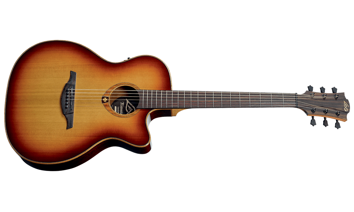 Lag T100asce Tramontane Auditorium Slim Cw Cedre Sapele Rw - Brown Shadow - Westerngitarre & electro - Variation 1