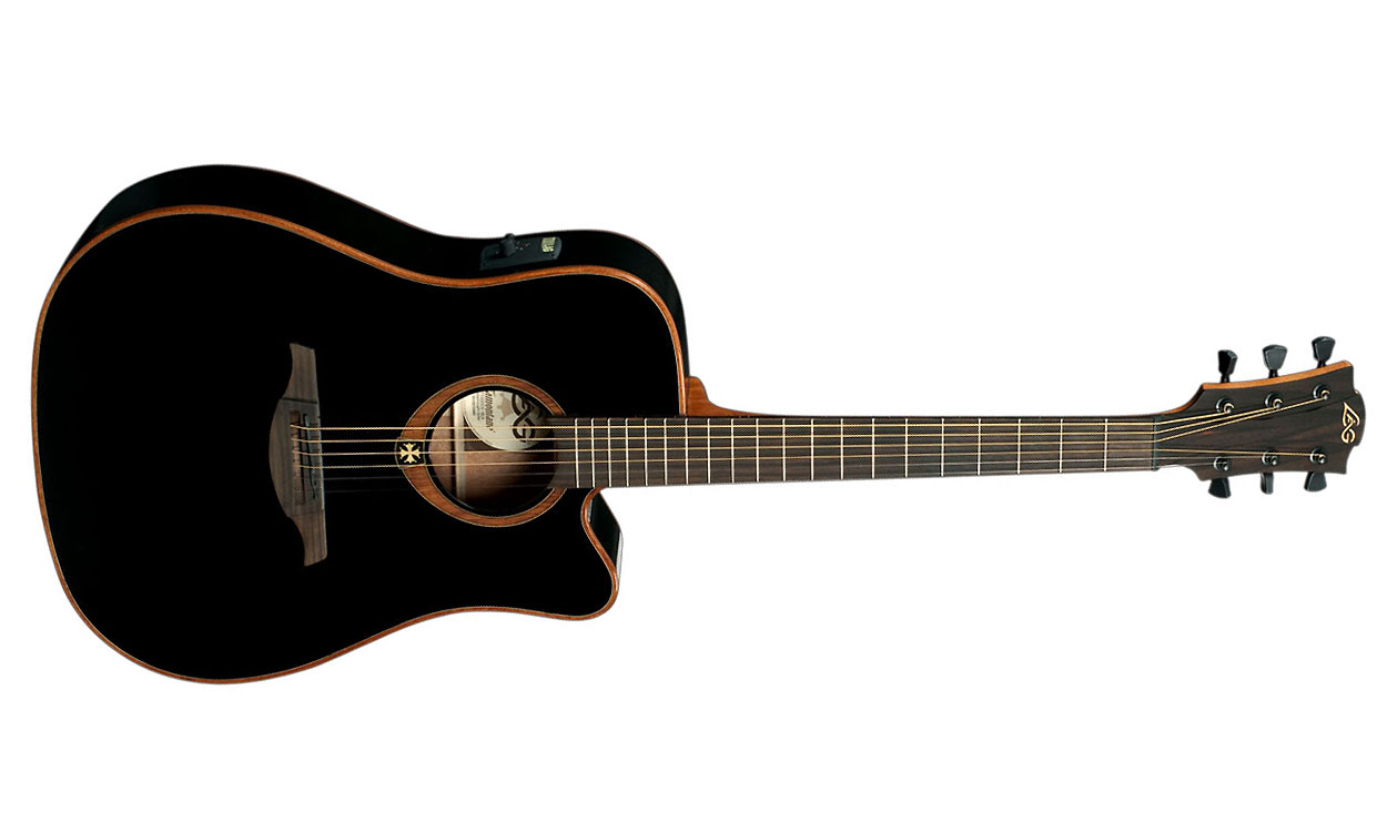 Lag T100dce Tramontane Dreadnought Cw Cedre Acajou Rw - Black Gloss - Westerngitarre & electro - Variation 1