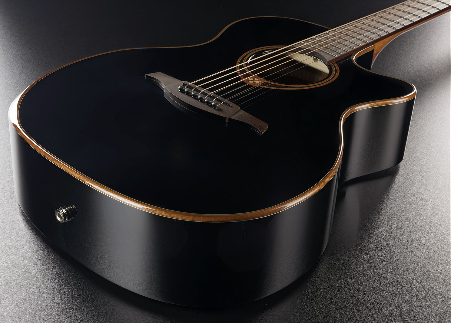 Lag T118abce Bevel Tramontane Auditorium Cedre Khaya Bro - Black - Elektroakustische Gitarre - Variation 2