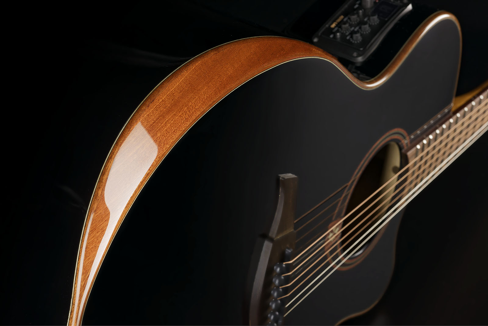 Lag T118abce Bevel Tramontane Auditorium Cedre Khaya Bro - Black - Elektroakustische Gitarre - Variation 4