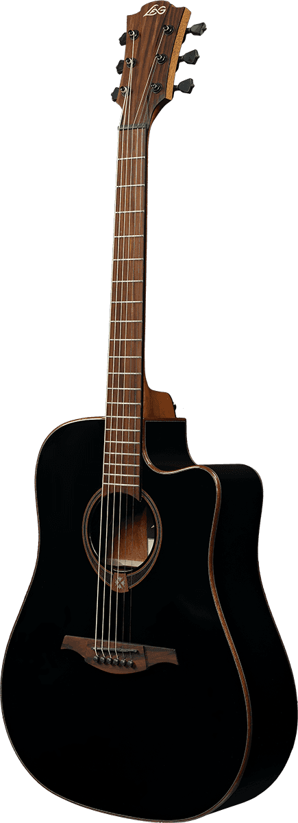 Lag T118dce Tramontane Dreadnought Cw Electro Cedre Khaya - Black - Elektroakustische Gitarre - Variation 1