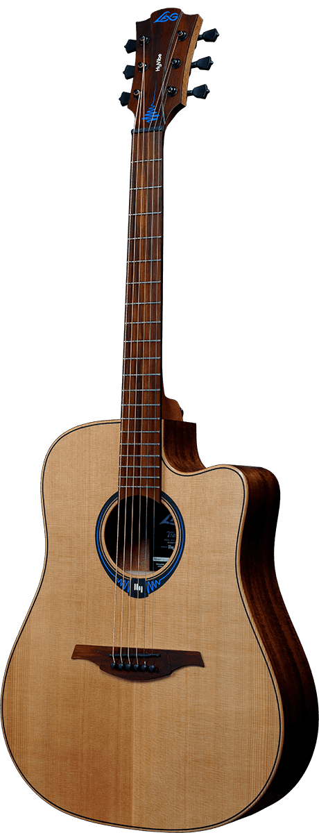 Lag Thv10dce Hyvibe Dreadnought Cedre/acajou Cw+housse - Naturel - Elektroakustische Gitarre - Variation 3