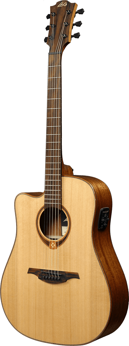 Lag Tl118dce Tramontane Lh Gaucher Dreadnought Cw Cedre Khaya Bro - Naturel - Elektroakustische Gitarre - Variation 1