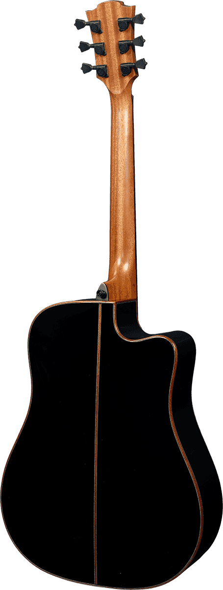 Lag Tl118dce Tramontane Lh Gaucher Dreadnought Cw Cedre Khaya Bro - Black - Westerngitarre & electro - Variation 1