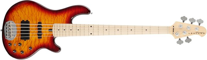 Lakland 55-02 Deluxe Qmt Skyline 5c Active Mn - Honey Burst Gloss - Solidbody E-bass - Main picture