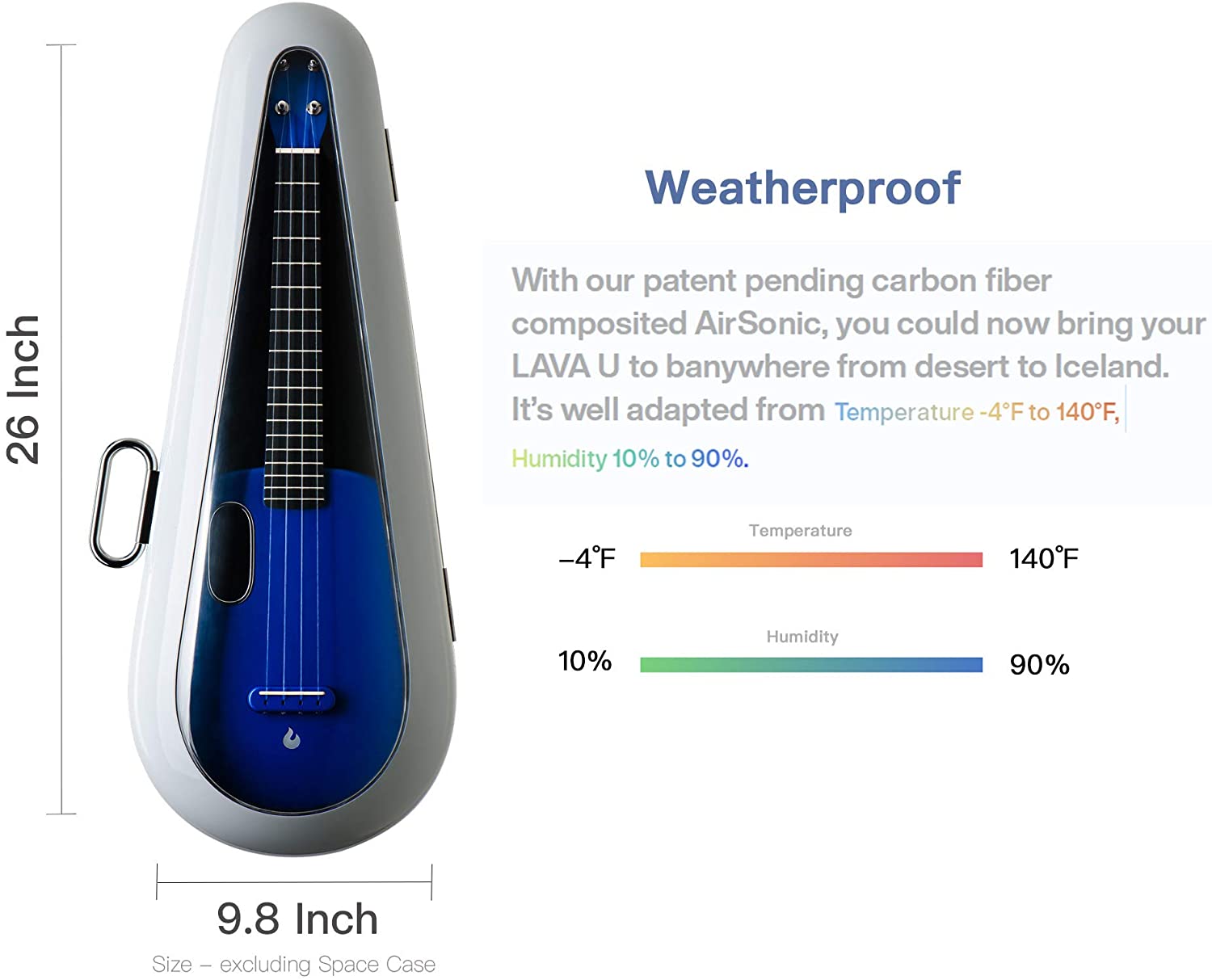 Lava U 26 Tenor Freeboost blue Ukulele Lava music
