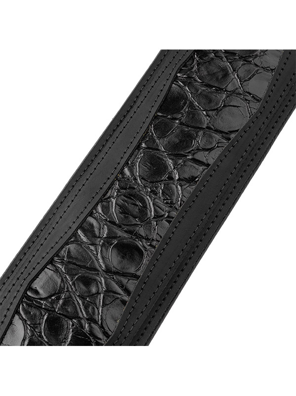 Levy's Apex - Cuir Crazy Horse RembourrÉ, Motif Croco, 7,6 Cm - Black - Gitarrengurt - Variation 1