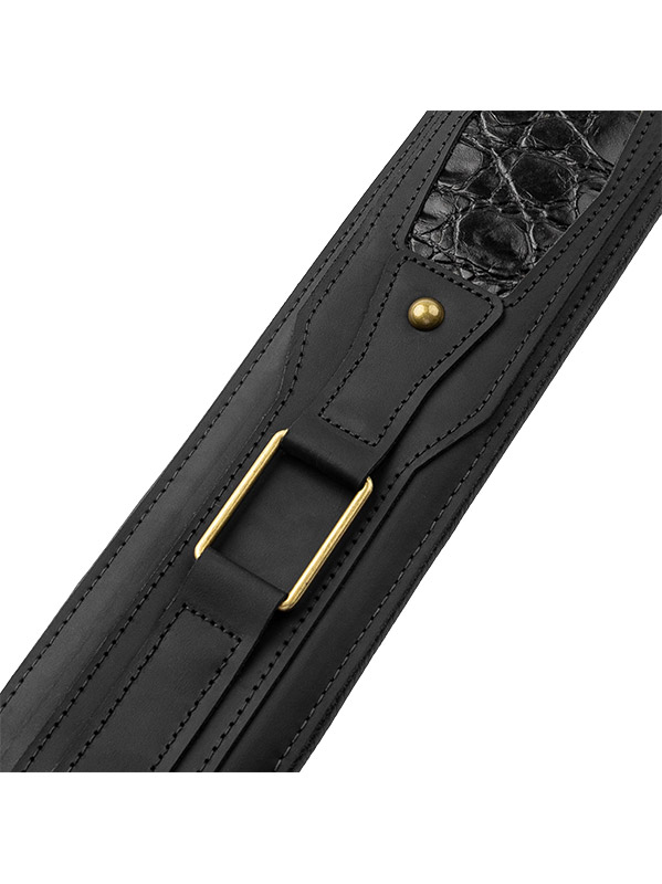 Levy's Apex - Cuir Crazy Horse RembourrÉ, Motif Croco, 7,6 Cm - Black - Gitarrengurt - Variation 2