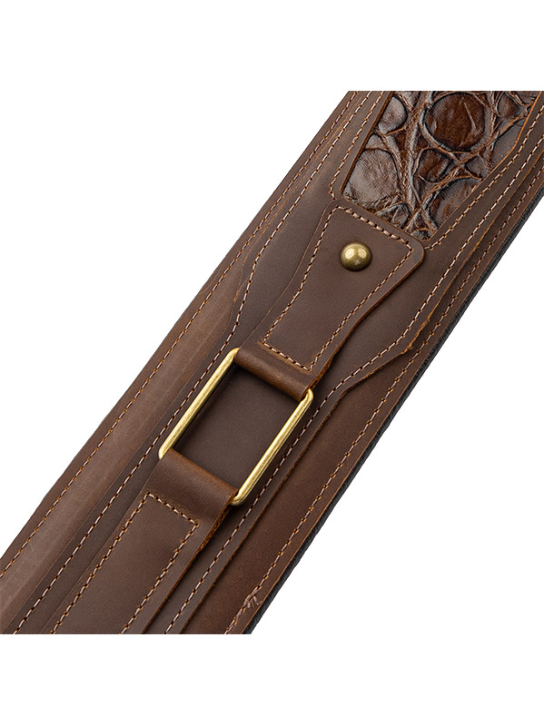Levy's Apex - Cuir Crazy Horse Rembourre, Motif Croco, 7,6 Cm - Brown - Gitarrengurt - Variation 1
