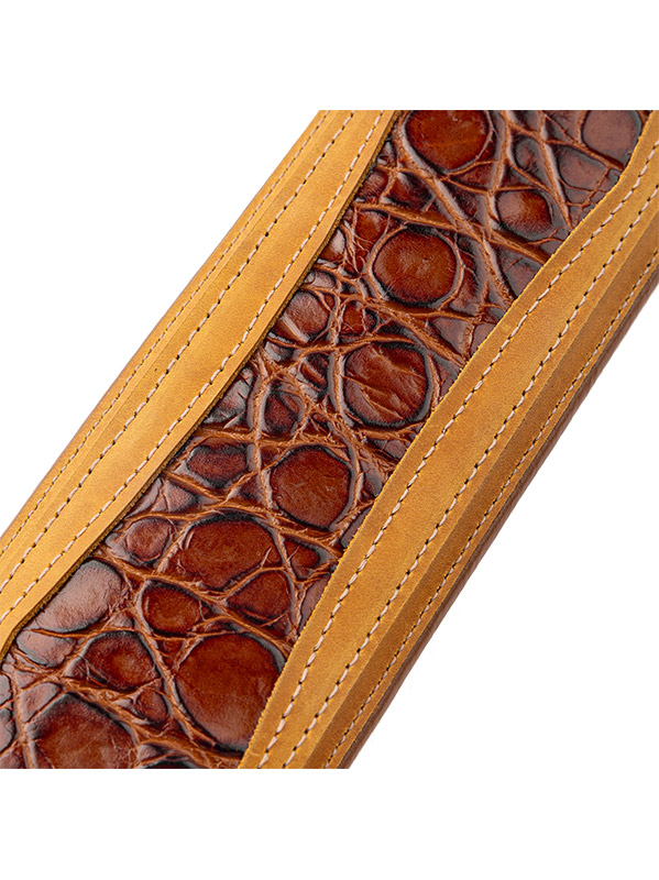 Levy's Apex - Cuir Crazy Horse Rembourre, Motif Croco, 7,6 Cm - Tan - Gitarrengurt - Variation 2