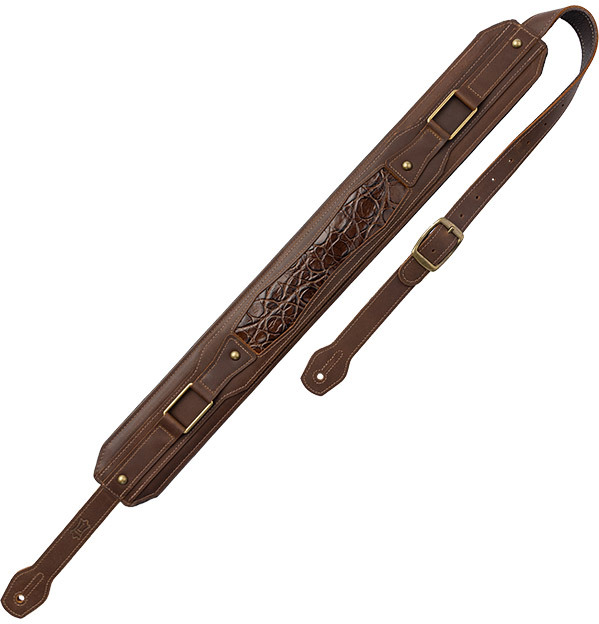 Levy's Apex - Cuir Crazy Horse Rembourre, Motif Croco, 7,6 Cm - Brown - Gitarrengurt - Main picture