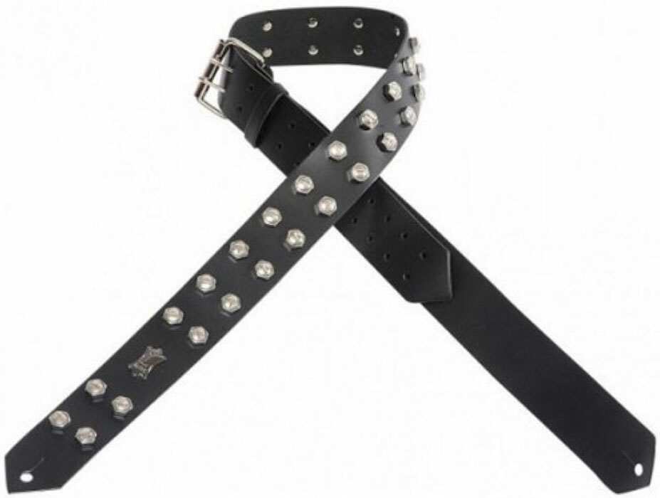 Levy's Pm28-2n Garment Leather Guitar Strap 2inc Cuir Ecrous Black - Gitarrengurt - Main picture