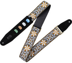 5 cm jacquard guitar strap with 4 pick holder - Design 13