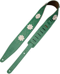 Gitarrengurt Levy's In Bloom - 6,35 cm premium leather with hand-riveted flowers - Green