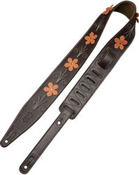 Gitarrengurt Levy's In Bloom - 6,35 cm premium leather with hand-riveted flowers - Mahogany Brown