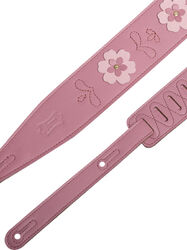 Gitarrengurt Levy's In Bloom - 6,35 cm premium leather with hand-riveted flowers - Primrose Pink