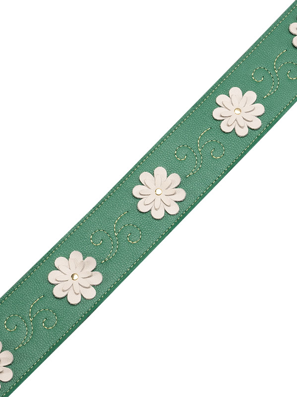 Levy's In Bloom - Courroie 6,35 Cm En Cuir Premium Et Fleurs Rivetees A La Main - Green - Gitarrengurt - Variation 2