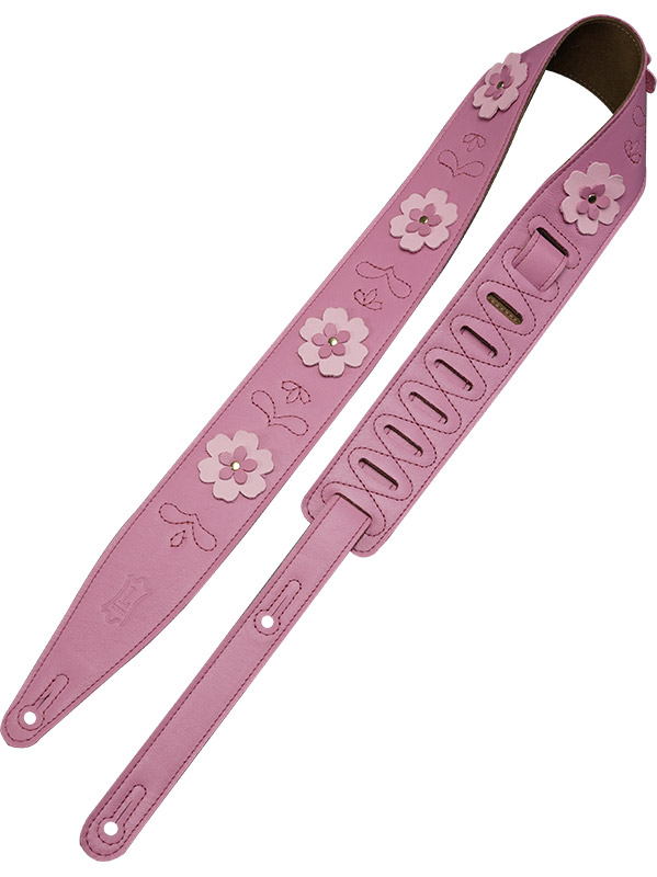 Levy's In Bloom - Courroie 6,35 Cm En Cuir Premium Et Fleurs Rivetees A La Main - Primrose Pink - Gitarrengurt - Variation 2