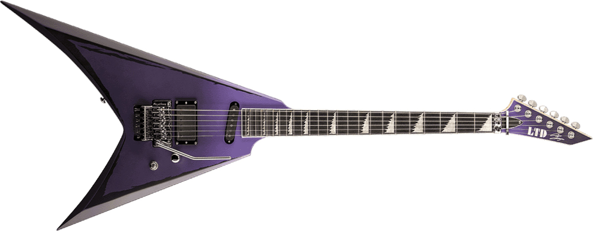 Ltd Alexi Laiho Ripped Signature Hs Fr Eb - Purple Fade Satin W/ Pinstripes - E-Gitarre aus Metall - Main picture