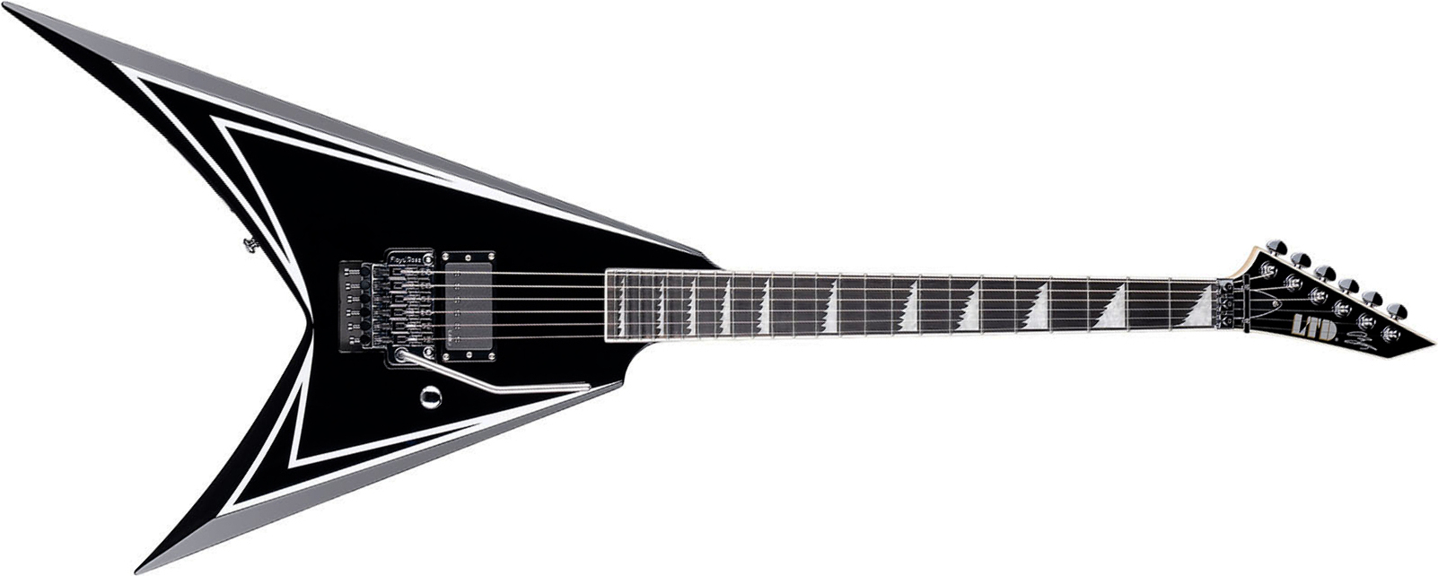 Ltd Alexi Laiho Sawtooth Se 20th Ann. Signature 1h Fr Eb - Black With White Bevels - E-Gitarre aus Metall - Main picture