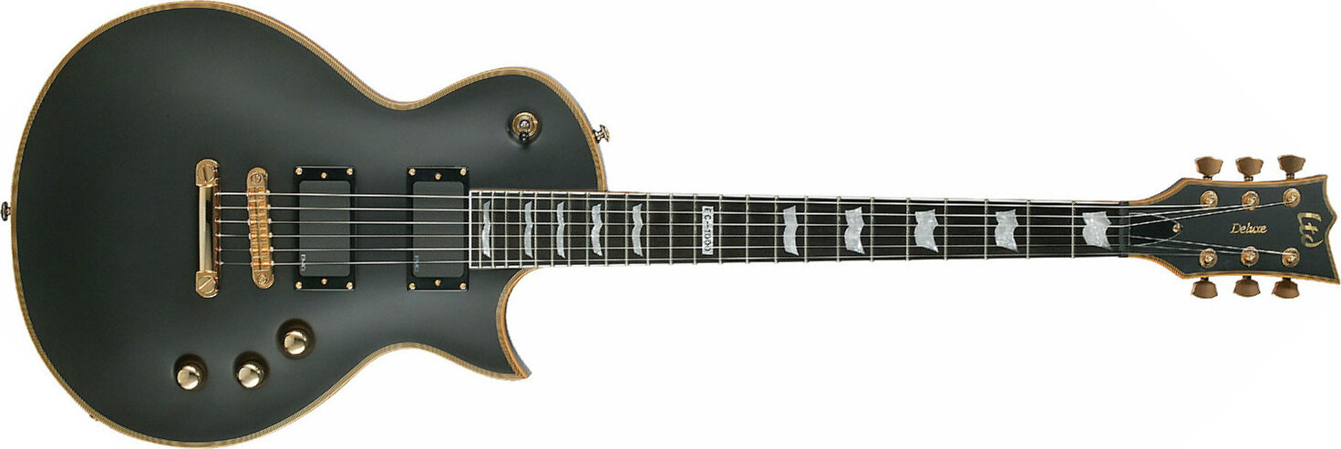 Ltd Ec-1000 Hh Emg Ht Eb - Vintage Black - Single-Cut-E-Gitarre - Main picture