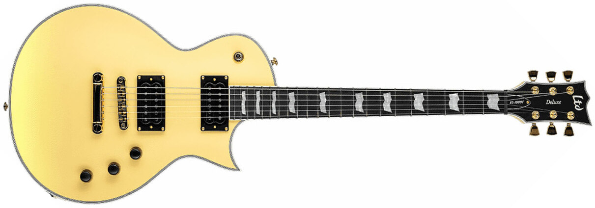 Ltd Ec-1000t Ctm Hh Fishman Fluence Modern Ht Eb - Vintage Gold Satin - Single-Cut-E-Gitarre - Main picture