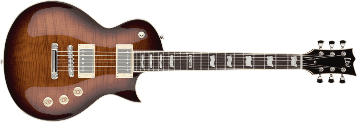 Ltd Ec-256fm Hh Ht Jat - Dark Brown Sunburst - Single-Cut-E-Gitarre - Main picture