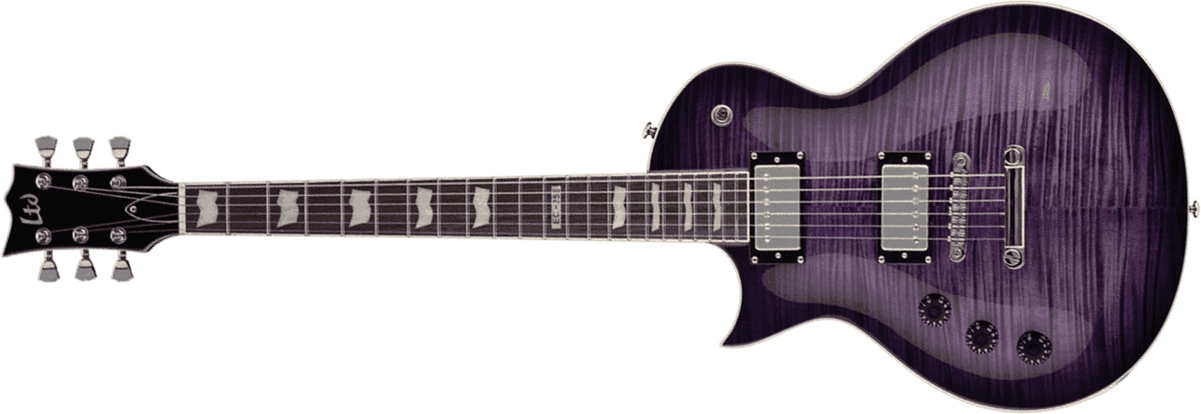 Ltd Ec-256fm Lh Gaucher Hh Ht Jat - See Thru Purple Sunburst - Single-Cut-E-Gitarre - Main picture