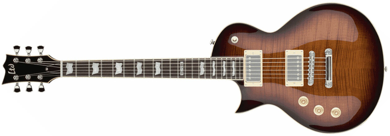 Ltd Ec-256fm Lh Gaucher Hh Ht Jat - Dark Brown Sunburst - E-Gitarre für Linkshänder - Main picture