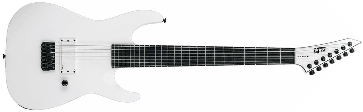 Ltd M-7ht Baritone Arctic Metal 7c H Emg Ht Eb - Snow White Satin - 7-saitige E-Gitarre - Main picture