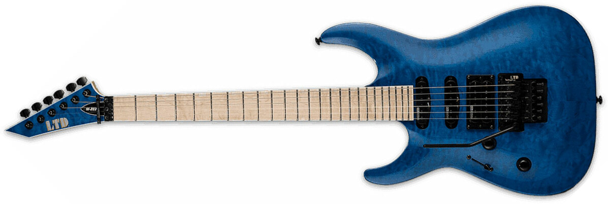 Ltd Mh-203qm Lh Gaucher Hh Ht Mn - See Thru Blue - E-Gitarre für Linkshänder - Main picture
