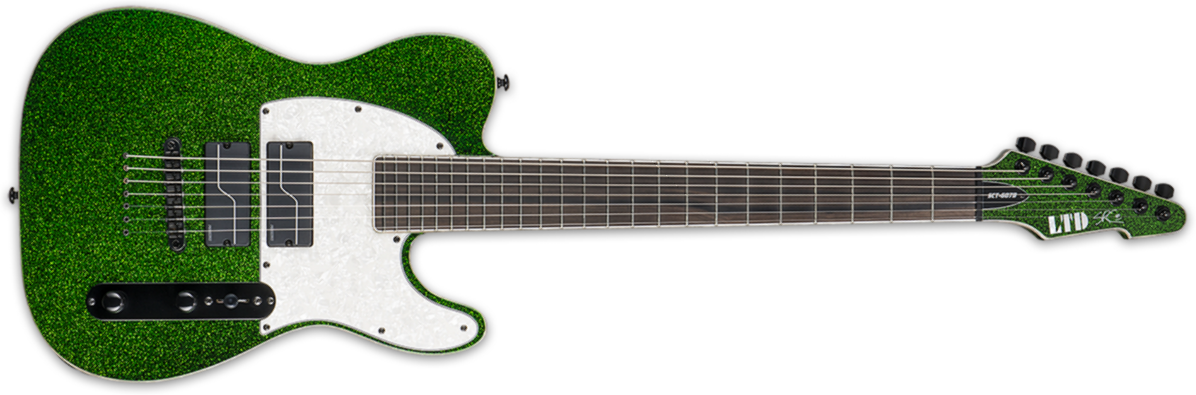Ltd Sct-607 Baryton Stephen Carpenter - Green Sparkle - 7-saitige E-Gitarre - Main picture