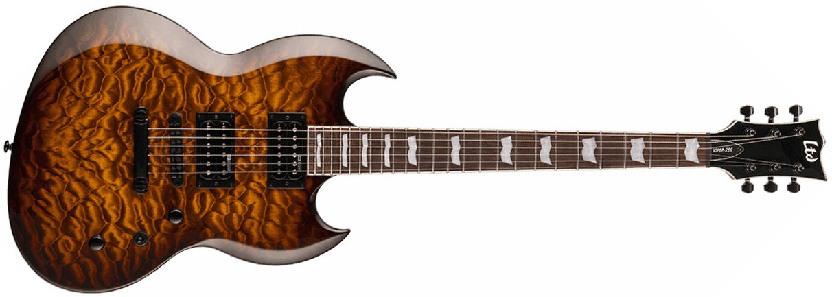 Ltd Viper-256 Hh Ht Jat - Dark Brown Sunburst - Double Cut E-Gitarre - Main picture