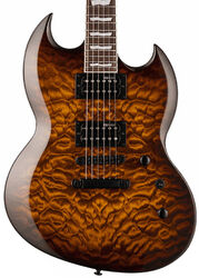Double cut e-gitarre Ltd Viper-256 - Dark brown sunburst