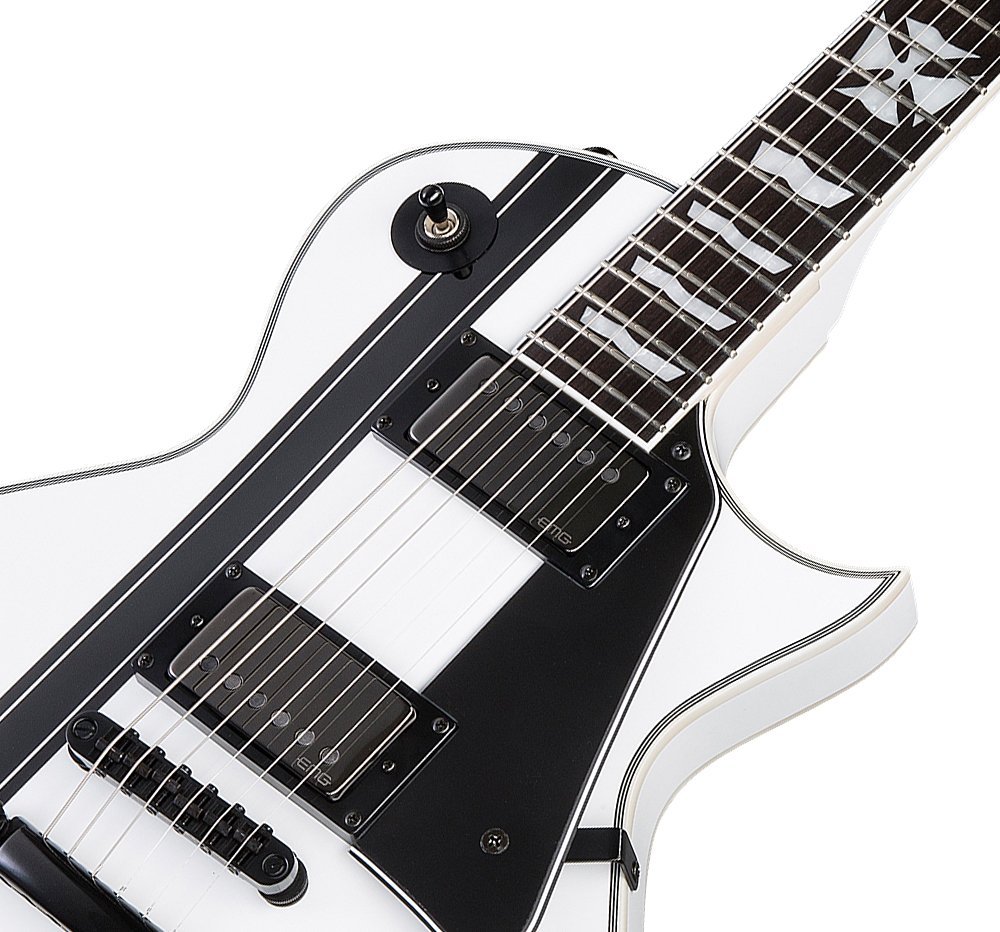 Ltd James Hetfield Iron Cross - Snow White W/ Black Stripes - Single-Cut-E-Gitarre - Variation 3