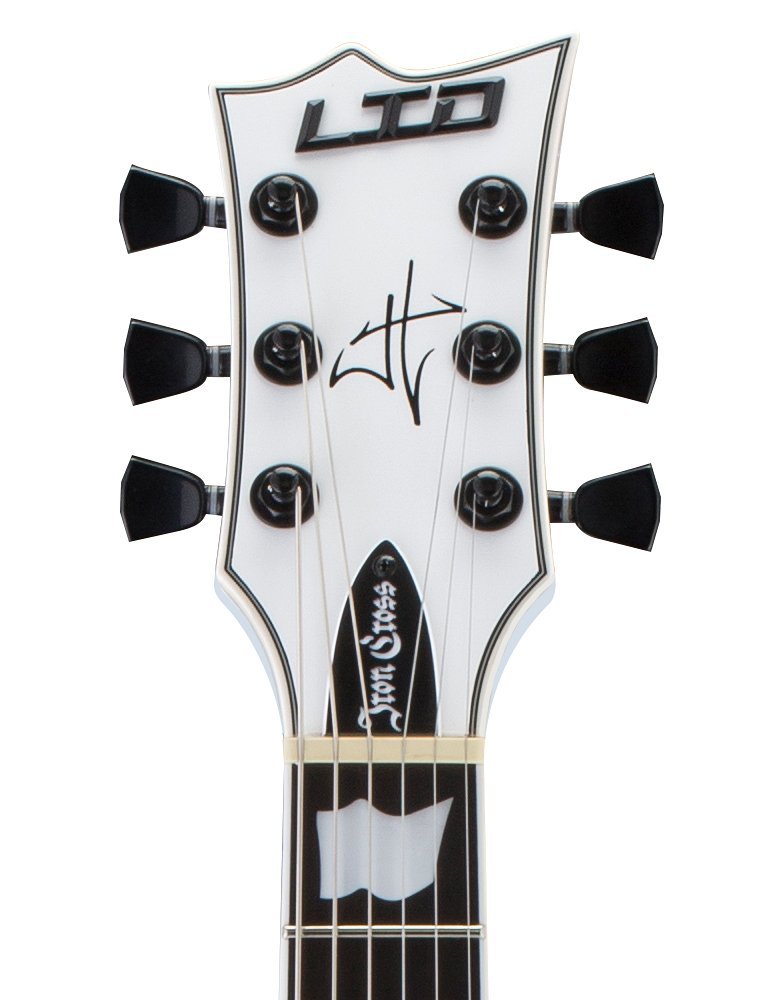 Ltd James Hetfield Iron Cross - Snow White W/ Black Stripes - Single-Cut-E-Gitarre - Variation 4