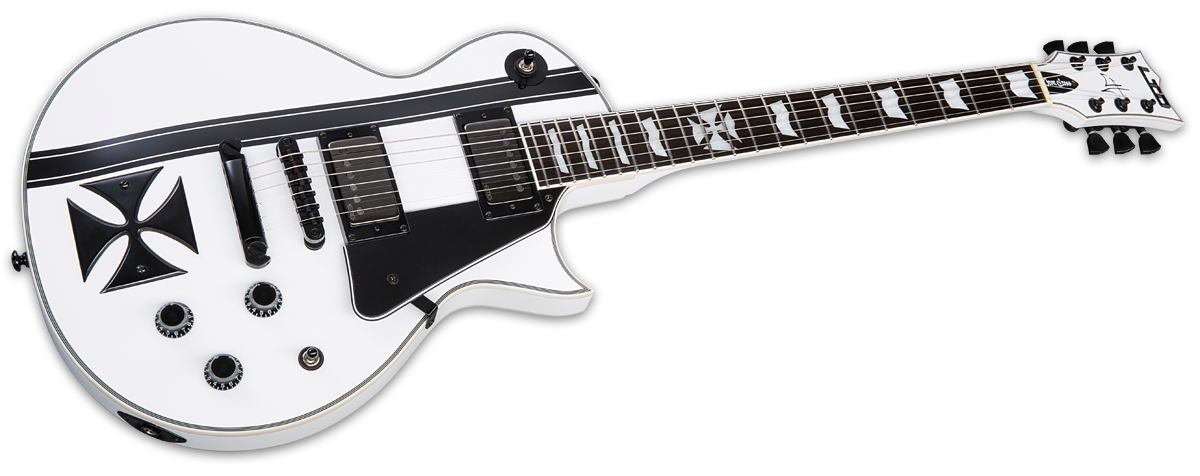 Ltd James Hetfield Iron Cross - Snow White W/ Black Stripes - Single-Cut-E-Gitarre - Variation 2