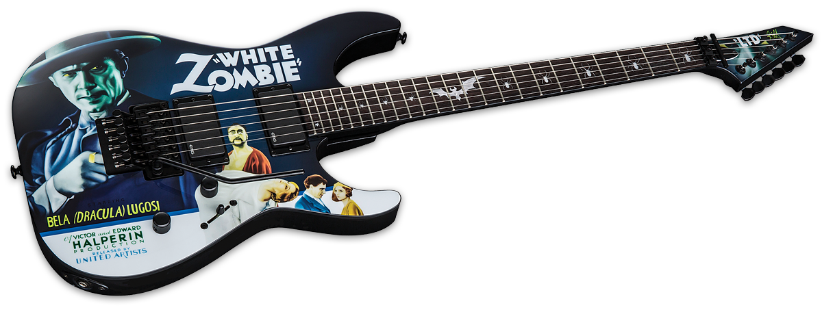 Ltd Kirk Hammett Kh Wz - Black With White Zombie Graphic - E-Gitarre in Str-Form - Variation 2
