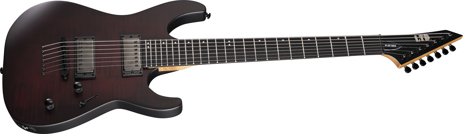 Ltd M-207 Baritone Dx 7-cordes Ht Hh Rw - Crimson Satin - E-Gitarre in Str-Form - Variation 2