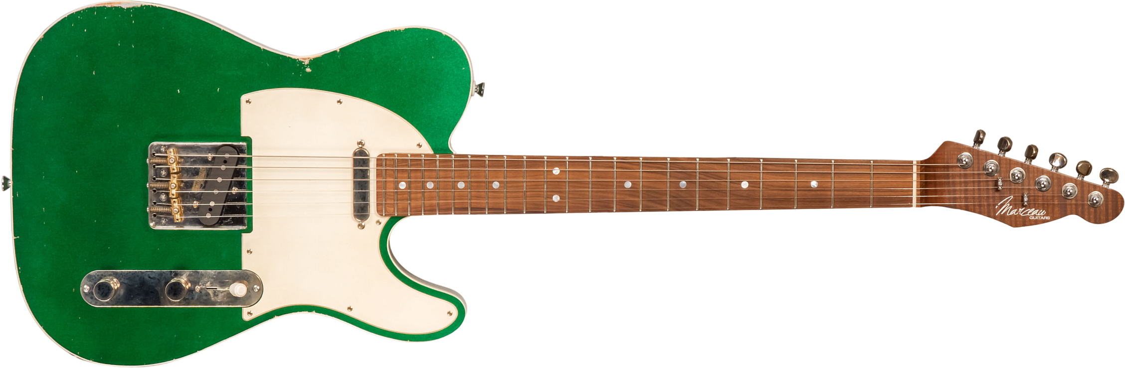 Marceau Guitars Elegante Traditional 2s Ht Pf #t316124 - Heavy Relic Candy Green - E-Gitarre in Teleform - Main picture