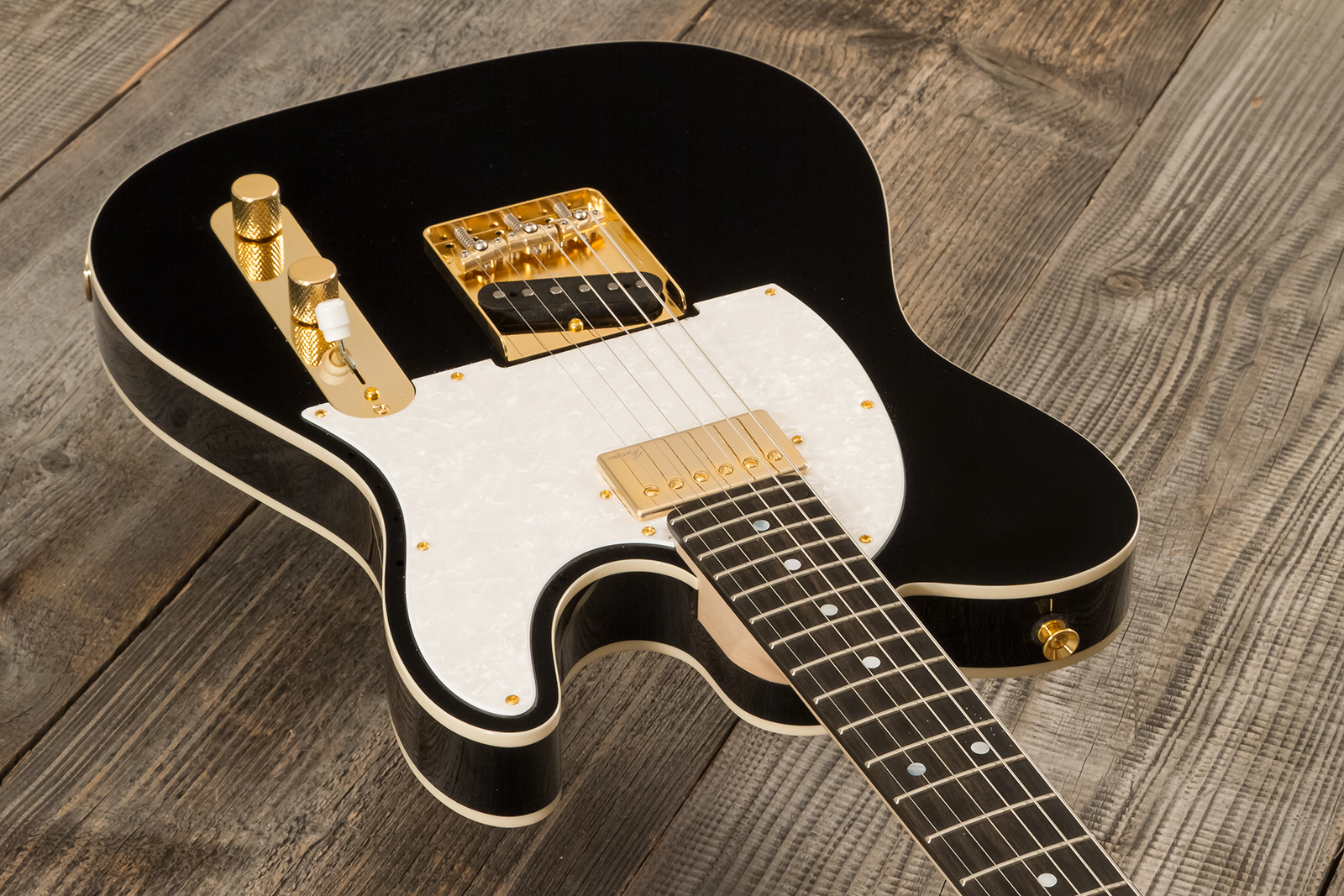 Marceau Guitars Elegante Custom Traditional Sh Ht Mn #t316024 - Black - E-Gitarre in Teleform - Variation 2