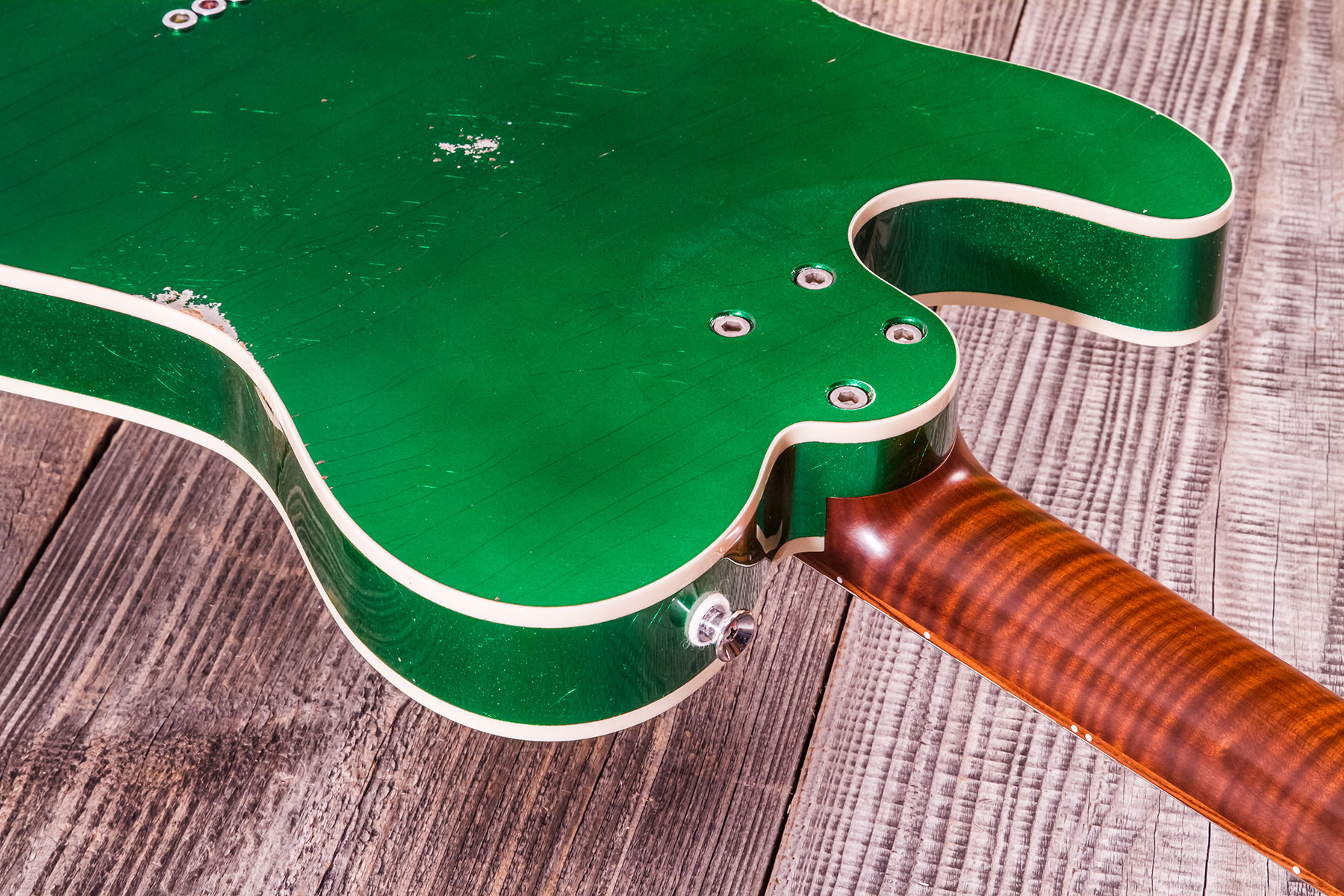 Marceau Guitars Elegante Traditional 2s Ht Pf #t316124 - Heavy Relic Candy Green - E-Gitarre in Teleform - Variation 9