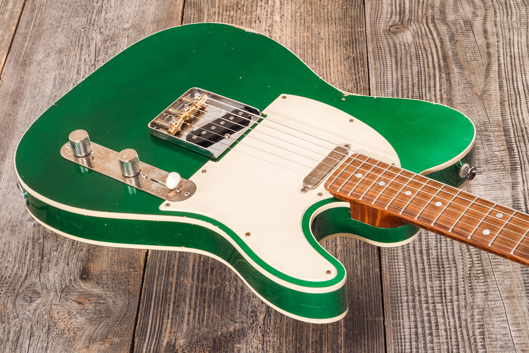 Marceau Guitars Elegante Traditional 2s Ht Pf #t316124 - Heavy Relic Candy Green - E-Gitarre in Teleform - Variation 2