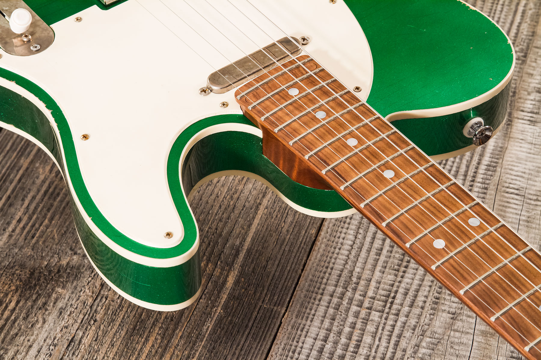 Marceau Guitars Elegante Traditional 2s Ht Pf #t316124 - Heavy Relic Candy Green - E-Gitarre in Teleform - Variation 5