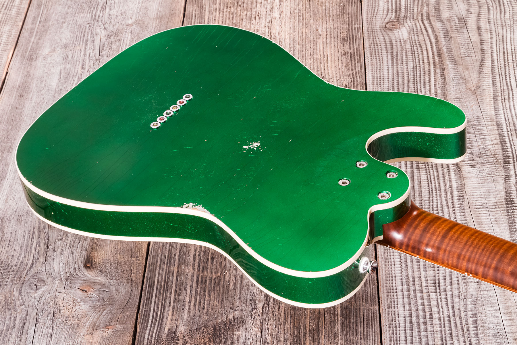 Marceau Guitars Elegante Traditional 2s Ht Pf #t316124 - Heavy Relic Candy Green - E-Gitarre in Teleform - Variation 7