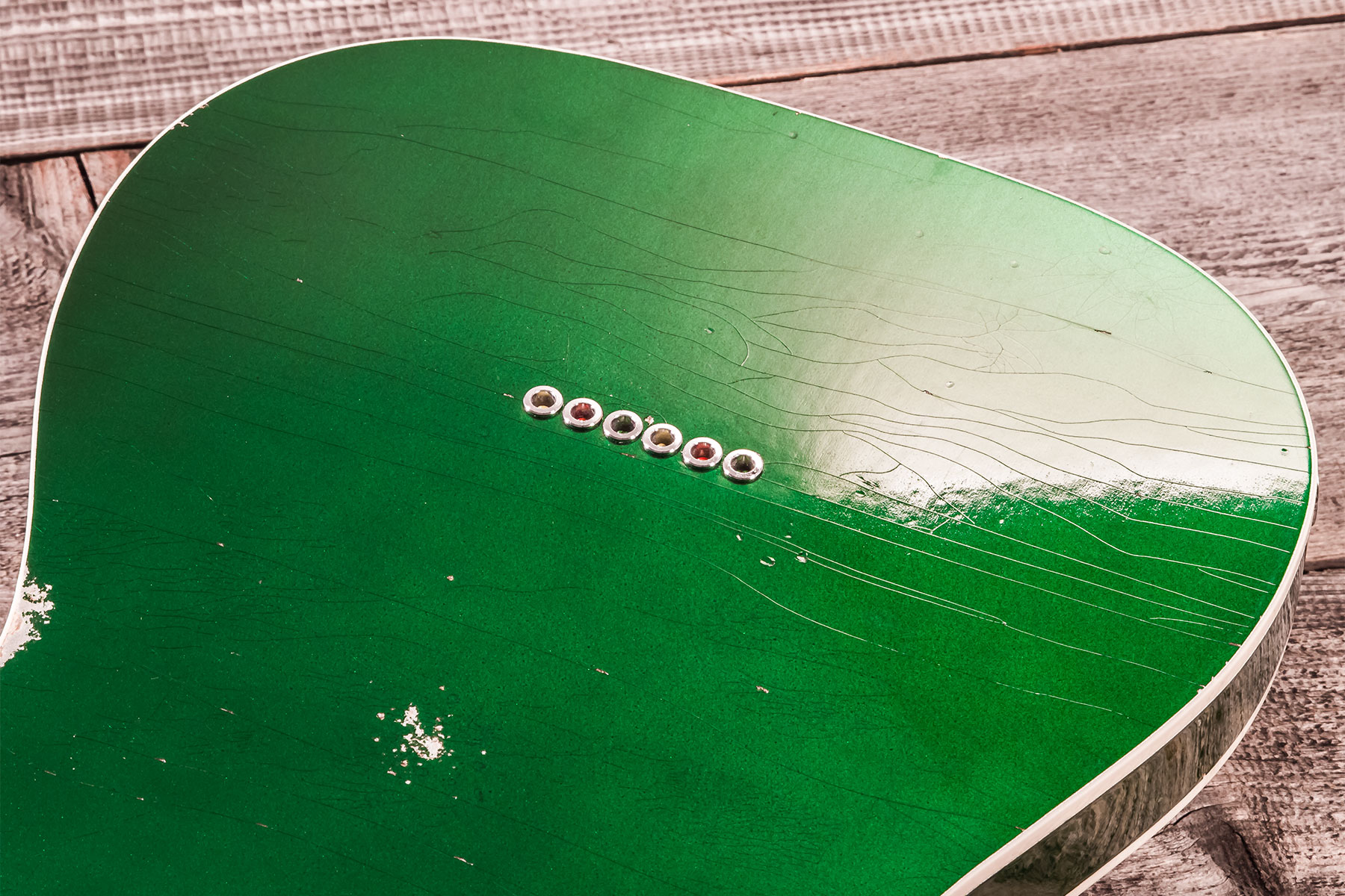 Marceau Guitars Elegante Traditional 2s Ht Pf #t316124 - Heavy Relic Candy Green - E-Gitarre in Teleform - Variation 8