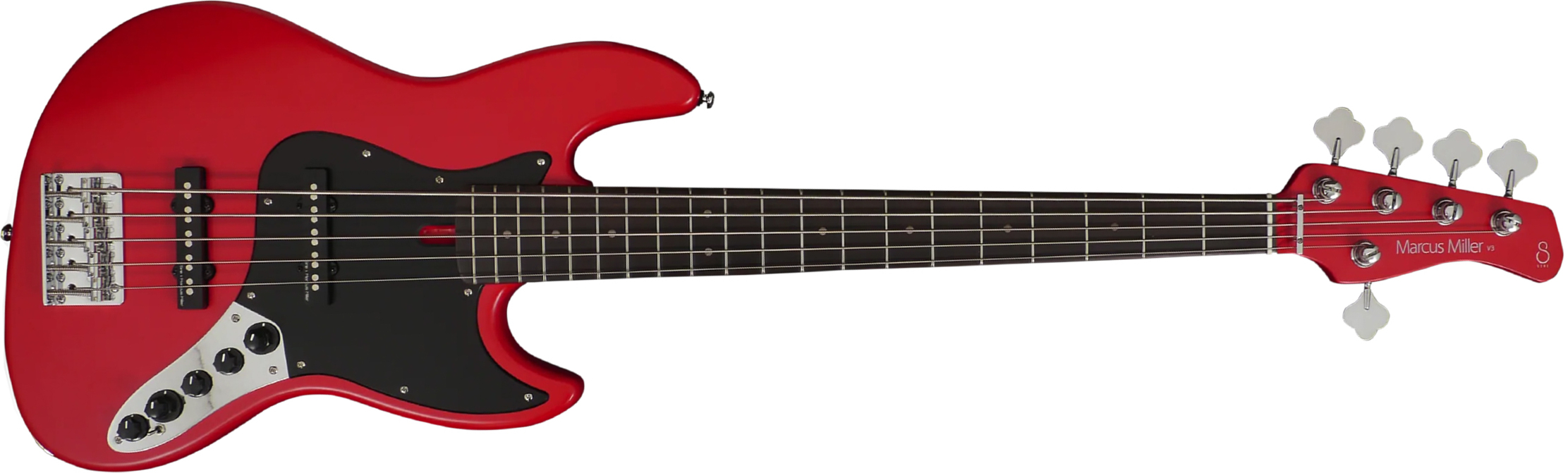 Marcus Miller V3 5st 2nd Generation 5c Active Rw Sans Housse - Red Satin - Solidbody E-bass - Main picture