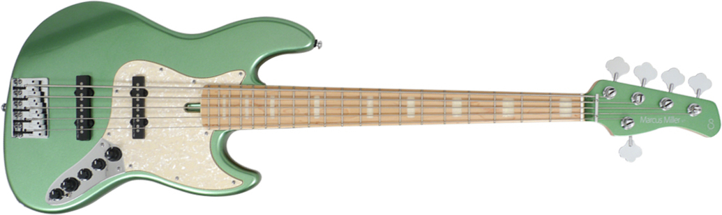 Marcus Miller V7 Swamp Ash 5st 2nd Generation 5-cordes Mn Sans Housse - Sherwood Green - Solidbody E-bass - Main picture